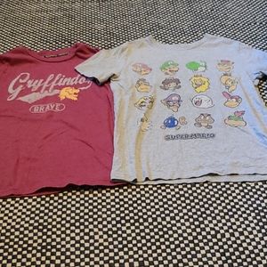 Lot of 2 kids tees, Harry Potter, Super Mario